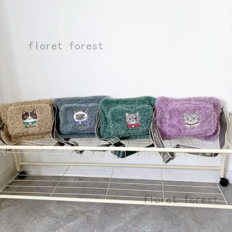 Japão japão Kusuguru genuíno mel feijão gato pelúcia Jacquard saco do mensageiro bolsa de ombro tecido dos desenhos anim