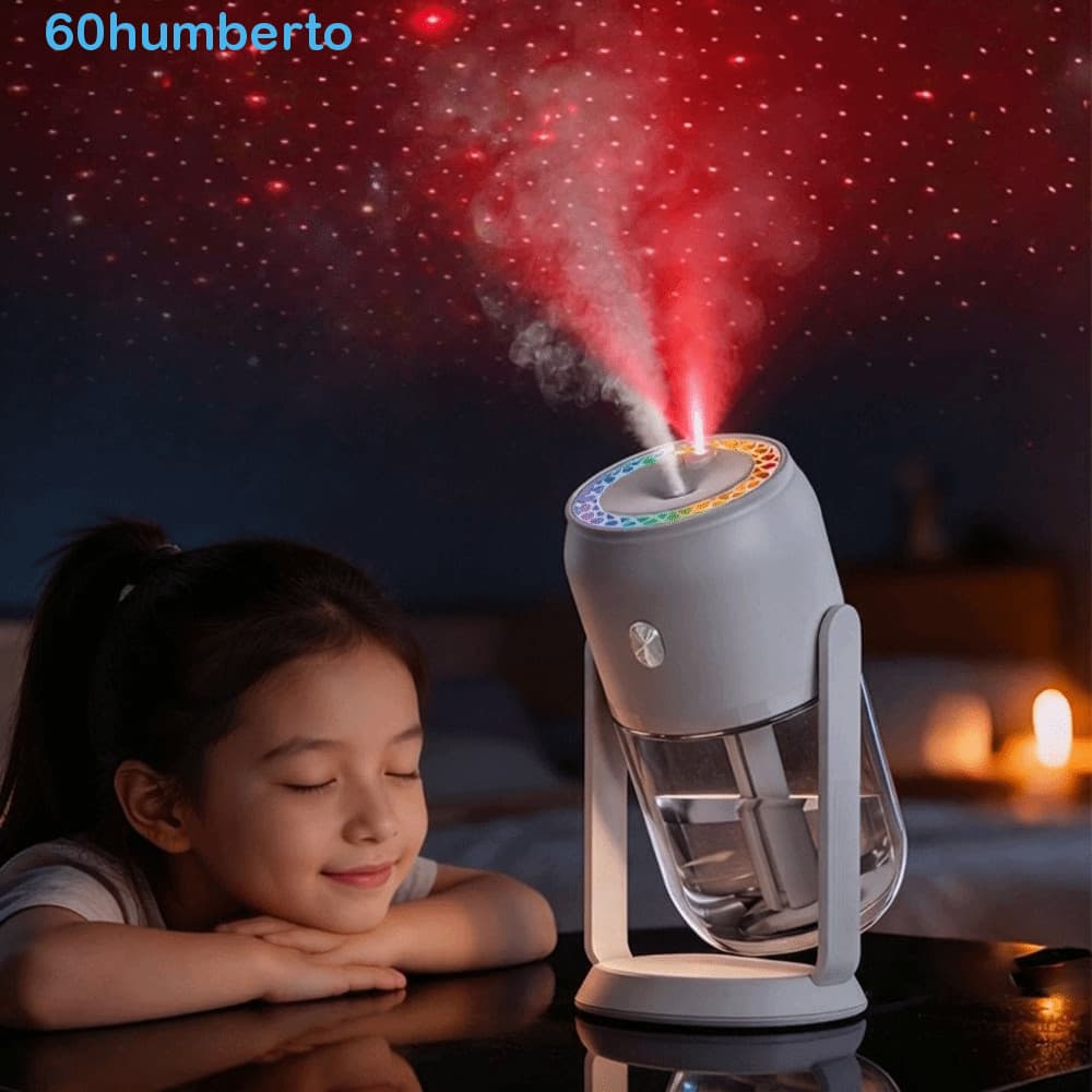 Umidificador HUMBERTO , De Ar Portátil De Tamanho Mini , Compacto Com Luz LED Que Muda De Cor