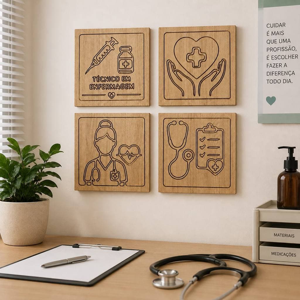 Kit 4 quadros Decorativos Profissão Técnico de Enfermagem envio rápido