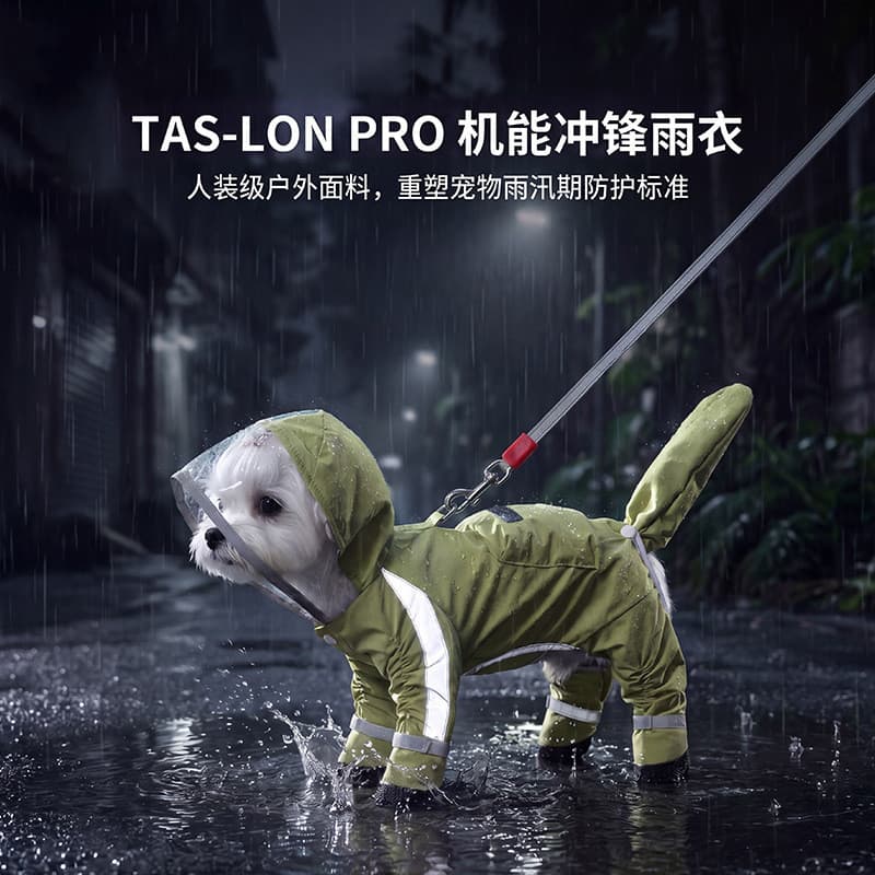 Capa de chuva simples com bolso verde e tudo incluído com cauda à prova d'água à prova de sujeira roupas para cães anima
