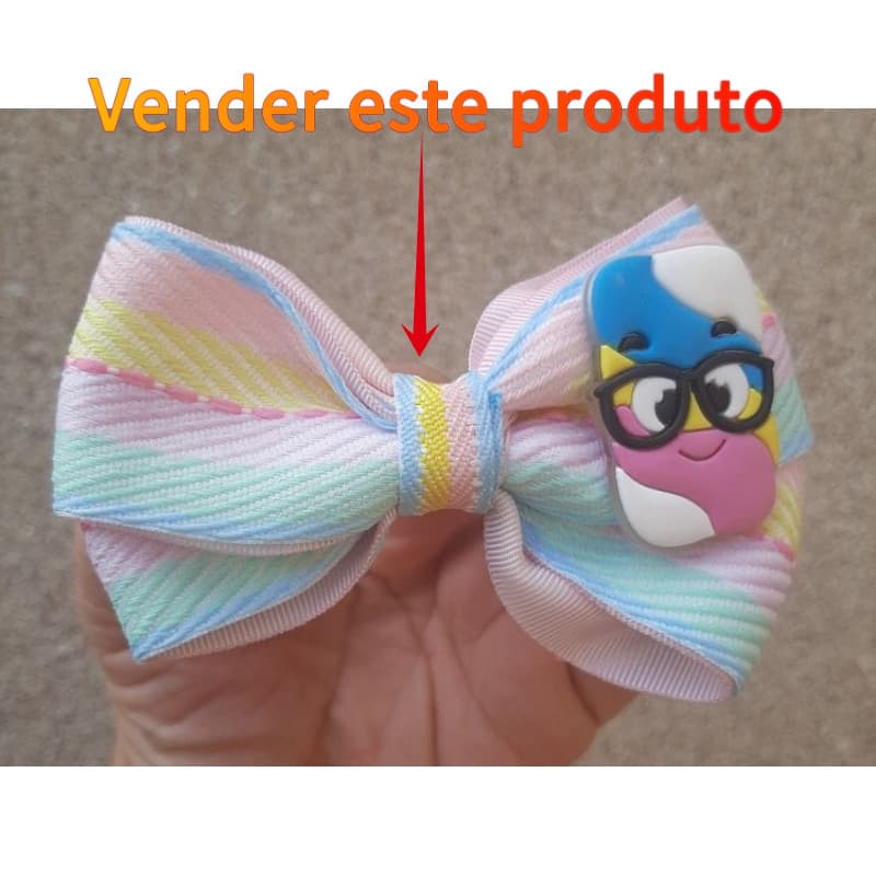 Lacinho infantil com aplique de marshmallow