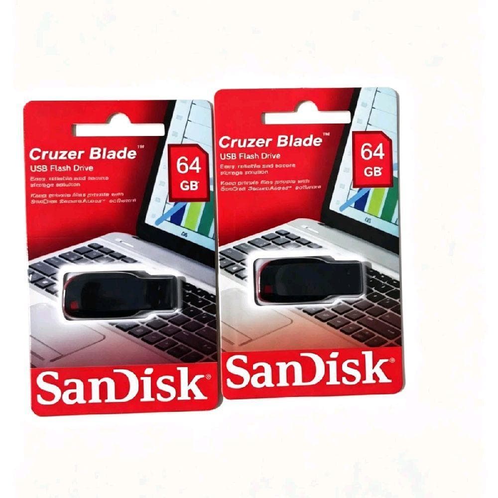SanDisk Cruzer Blade 64GB USB Flash Drive Armazenamento Portátil e Rápido para Dados e Arquivos