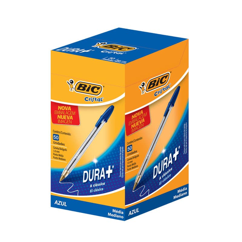 Caixa Caneta Esferográfica BIC Cristal Azul 1.0mm 50 Unidades