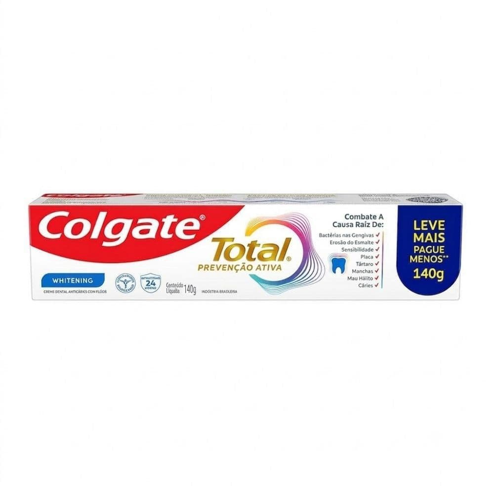 Creme Dental Colgate Total Prevenção Ativa Whitening 140g Leve mais Pague Menos