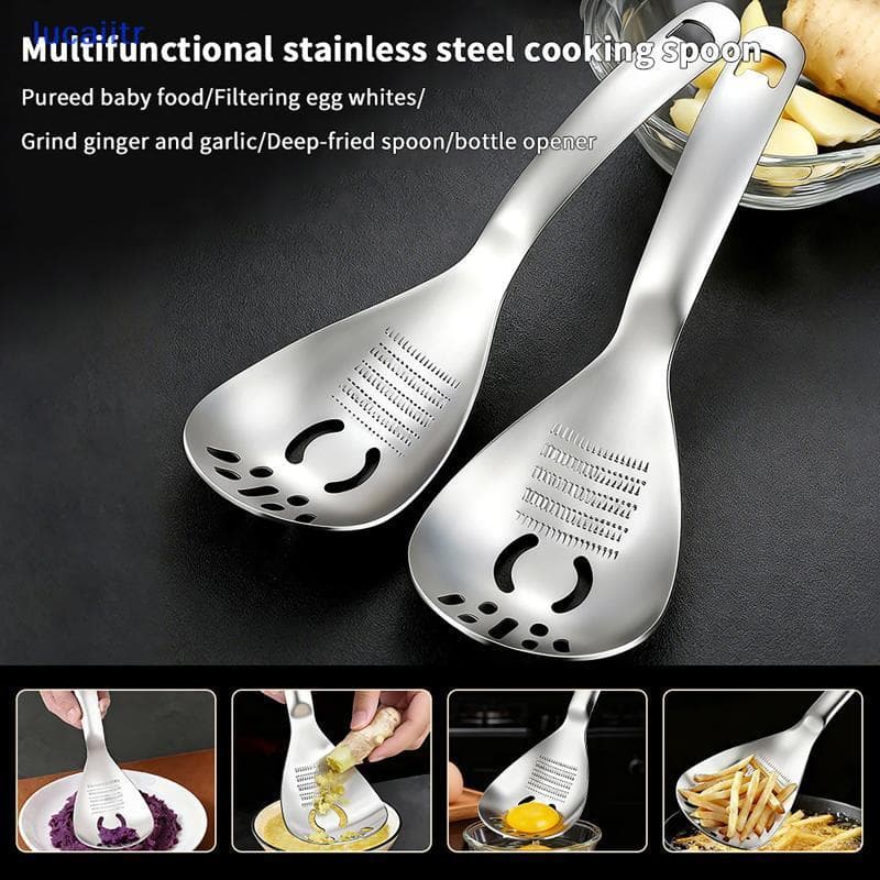 lucaiitr Multifuncional Utensílio De Cozinha De Aço Inoxidável Para Cozinhar Alho Gengibre Ralador Vegetal Moedor Colher