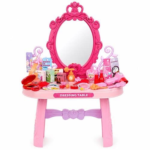 Penteadeira Infantil Rosa Brinquedo 46 Pecas Completa Espelho Diversao
