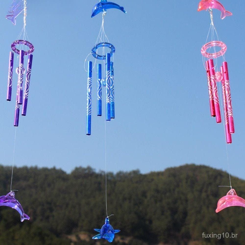 Sino de Vento Bênção Criativa Golfinho de Cristal para Casa e Jardim