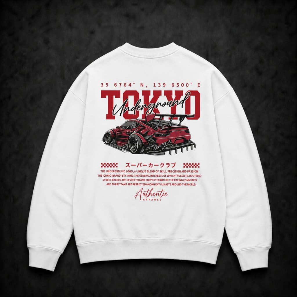 Moletom Careca Gola Redonda Estampado Racers Tokyo Underground Authentic Streetwear Premium Unissex Bt1183