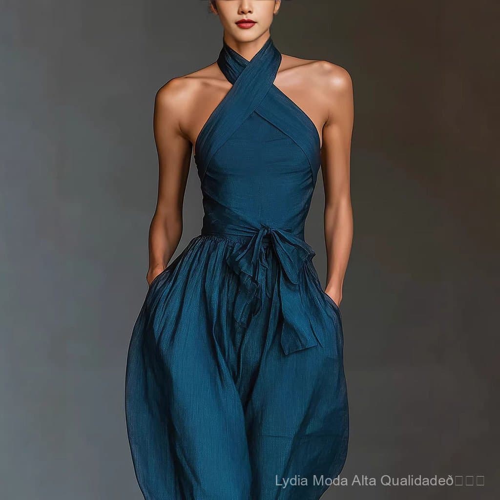 [Liquidação de Fim de Temporada] Roupas Femininas Elegantes de Alta Qualidade 26 Macacão Feminino de Linho com Amarração