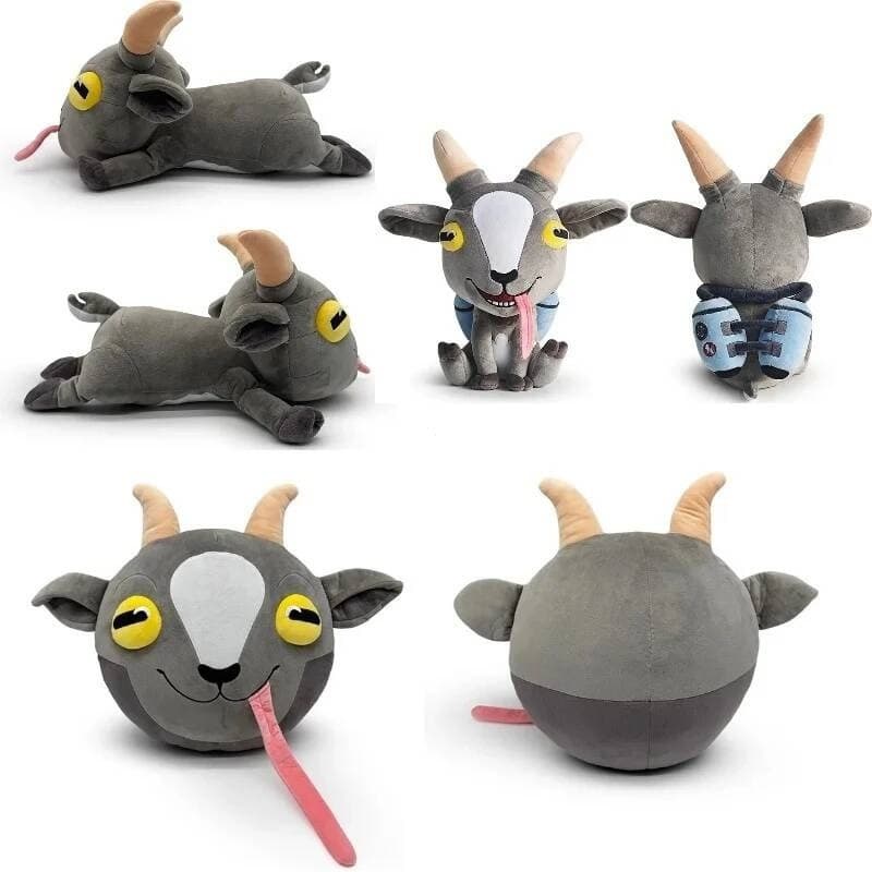 JAMXUN Novo Simulador De Cabra Pelúcia Bonito Vara Para Fora Língua Cinza Posição Propensa Travesseiro De Jogo Brinquedo