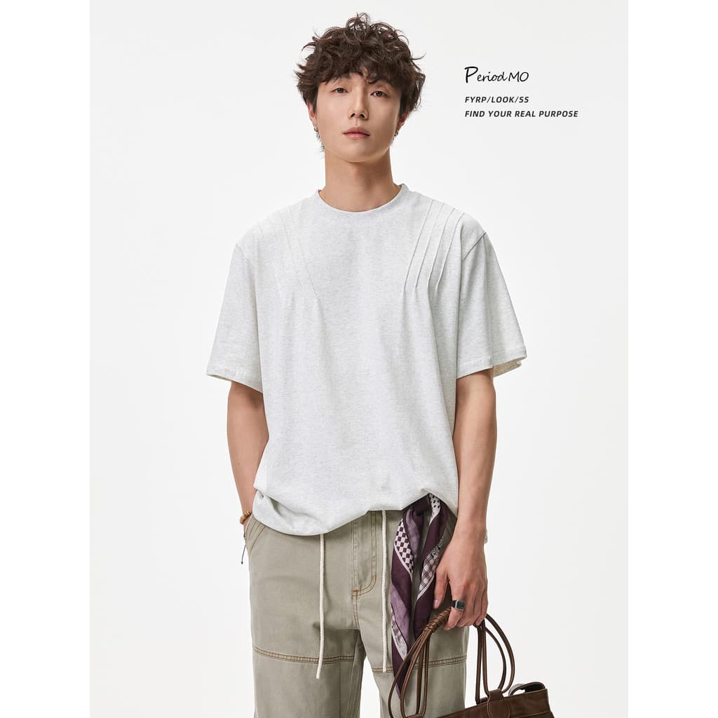 FYRP Momo Estilo Americano Linha de Ombro Em Camadas Sensação Cor Sólida Camiseta de Manga Curta Homens Mulheres Verão S