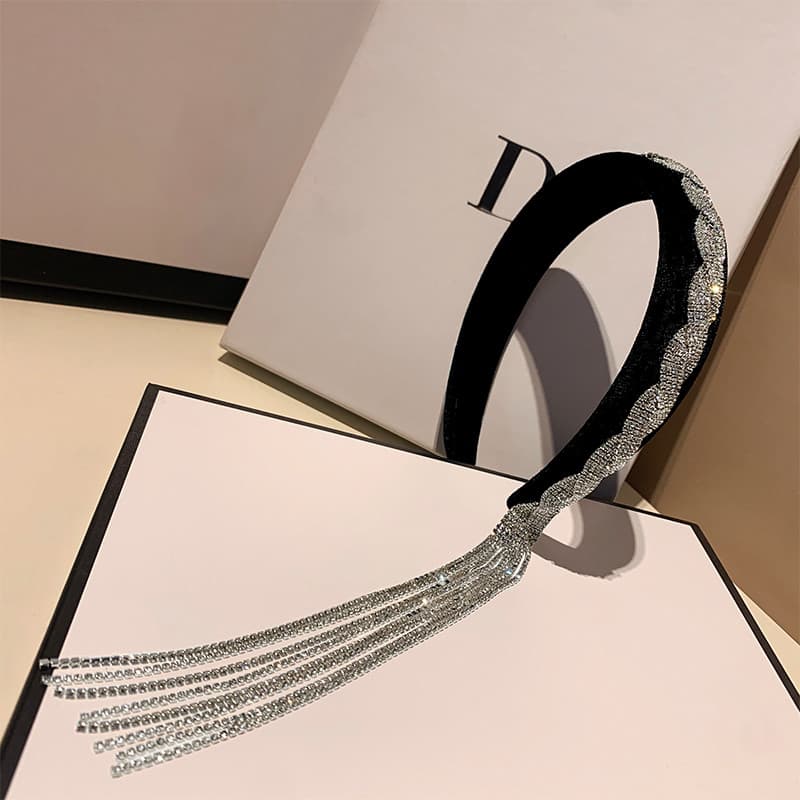 Borla strass bandana feminino liga Back-pendurado estilo Super fada diamante Hairpin pequena fragrância bandana All-Matc