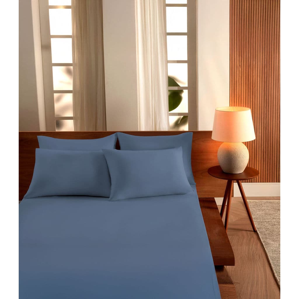 Jogo De Cama Queen Malha 3 Peças Liso Vivaldi Azul
