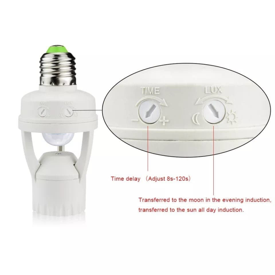 Sensor de Presença Para Lâmpadas Rosca E27 Plug And Play Sem Reforma Fotocélula Bivolt