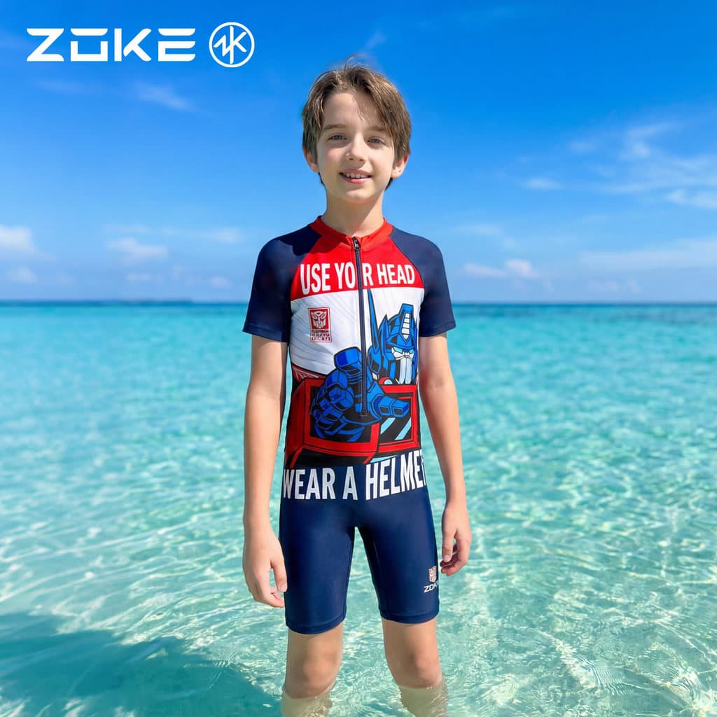 Zhuke maiô infantil Boxer de manga curta protetor solar menino transformadores de secagem rápida natação protetor solar