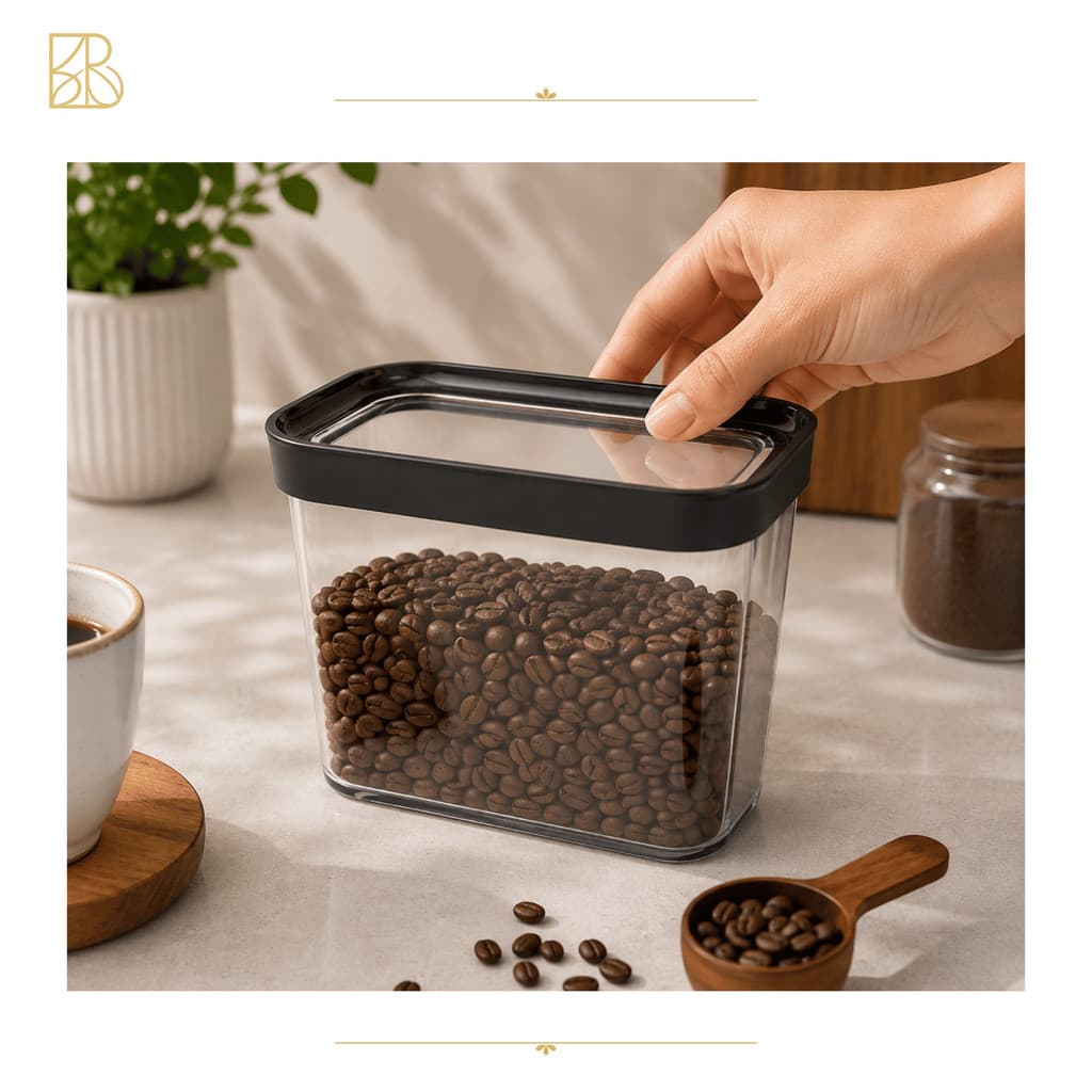 Pote Hermético 1L com Tampa Premium | Pote Hermético para Café | Organizador de Alimentos para Cozinha