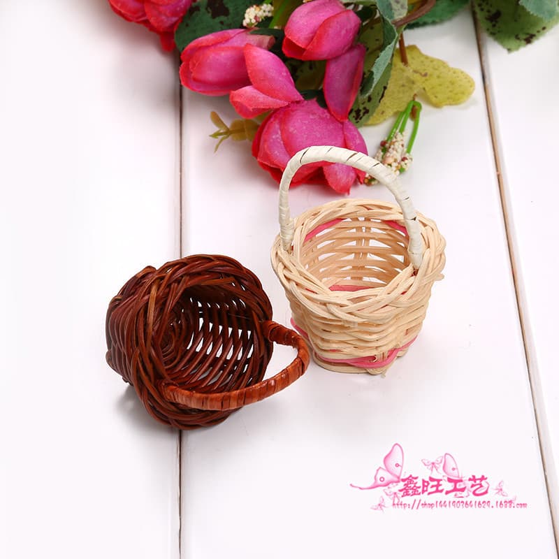 Casa de boneca Mini Rattan cesta de transporte estilo Pastoral móveis decoração posando adereços artigos diversos Micro