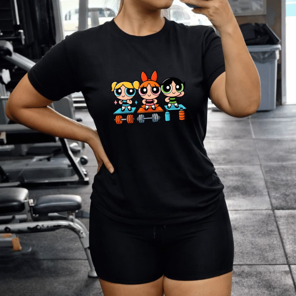 Camiseta Plus Size Feminina P Ao G5 Estampada Academia Treino Trio Poderosas Blusa GYM 100% Algodão Premium Blusa Camisa