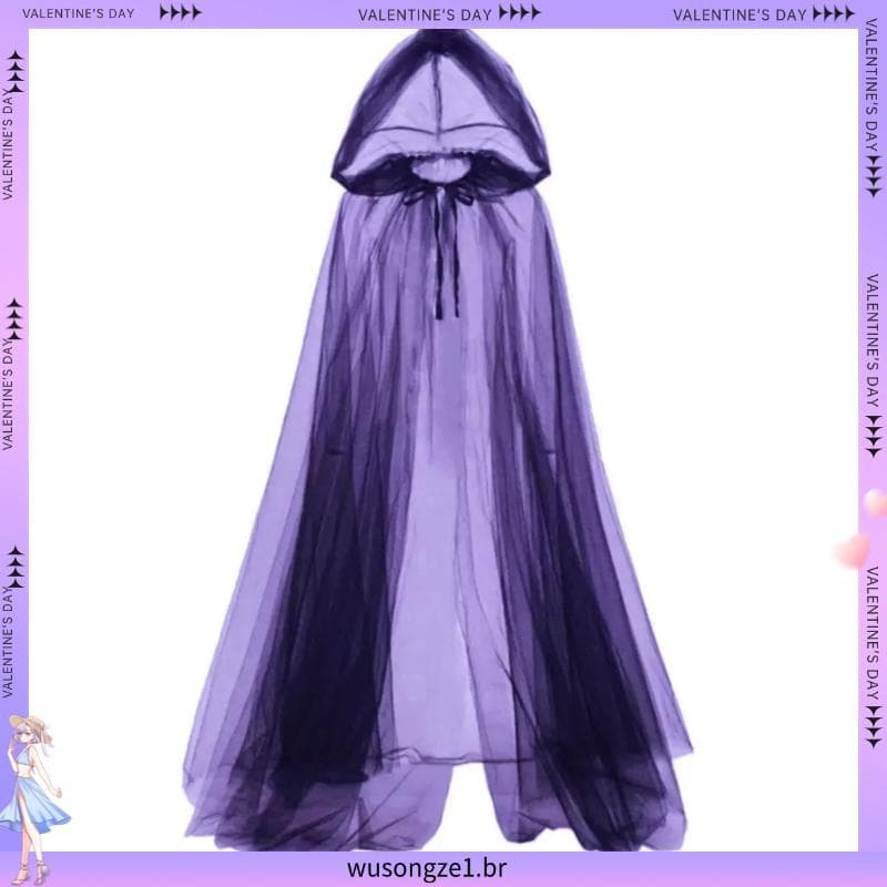 Gaze preta Death deus manto cos bruxa manto gaze com capuz traje de Halloween desempenho traje Unisex