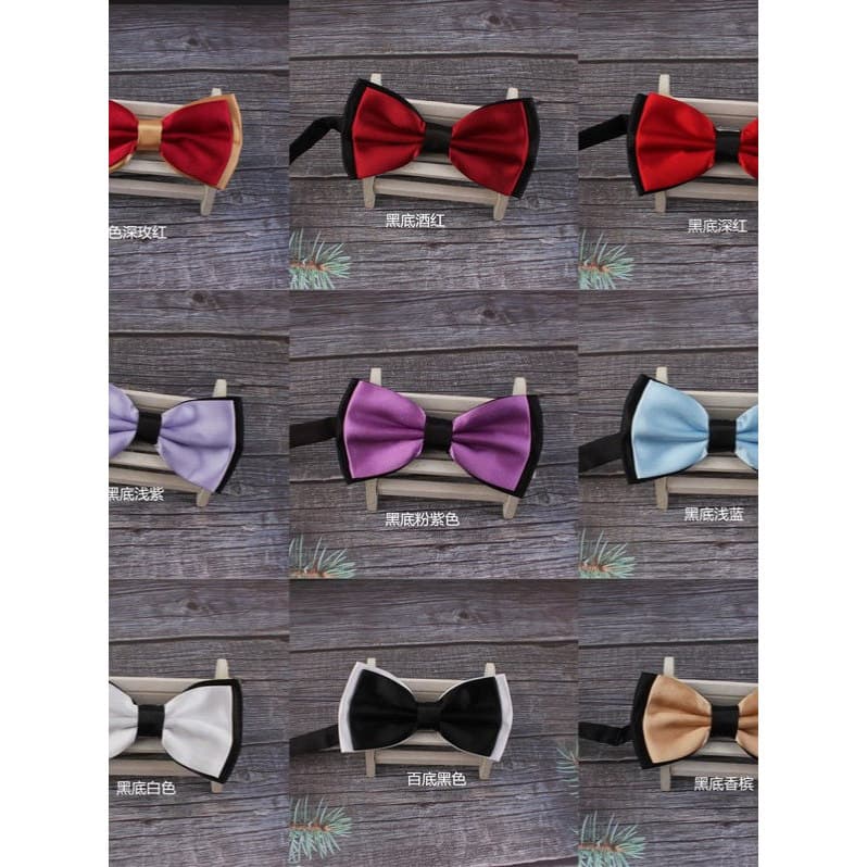 Fundo preto vinho vermelho roxo duas cores gravata borboleta de camada dupla masculina entretenimento Casual All-