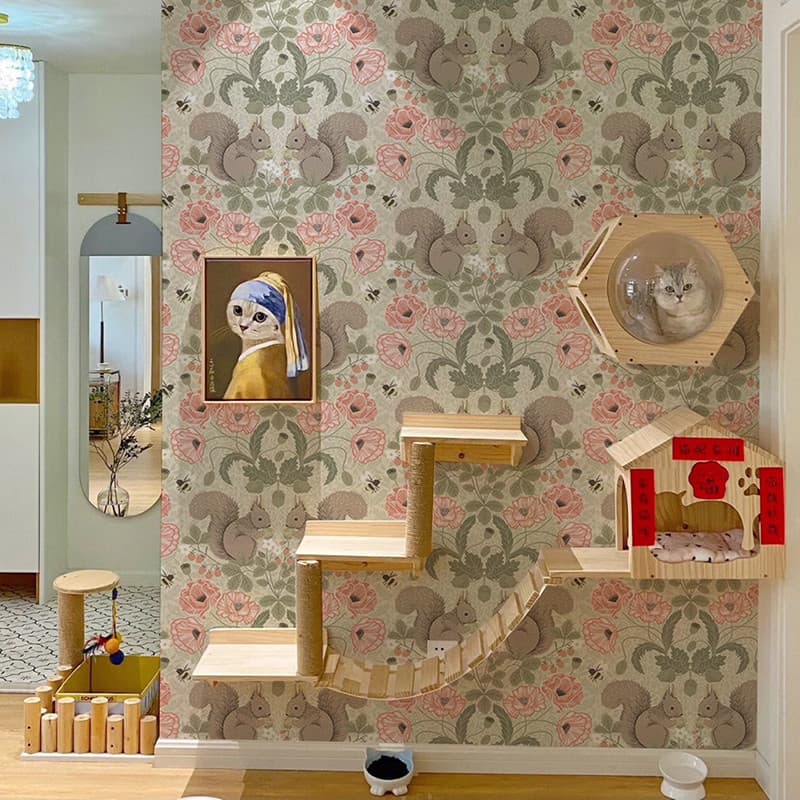 3d país americano papel de parede flor planta esquilo fundo papel de parede luz luxo quarto sala estar Mural b & b papel