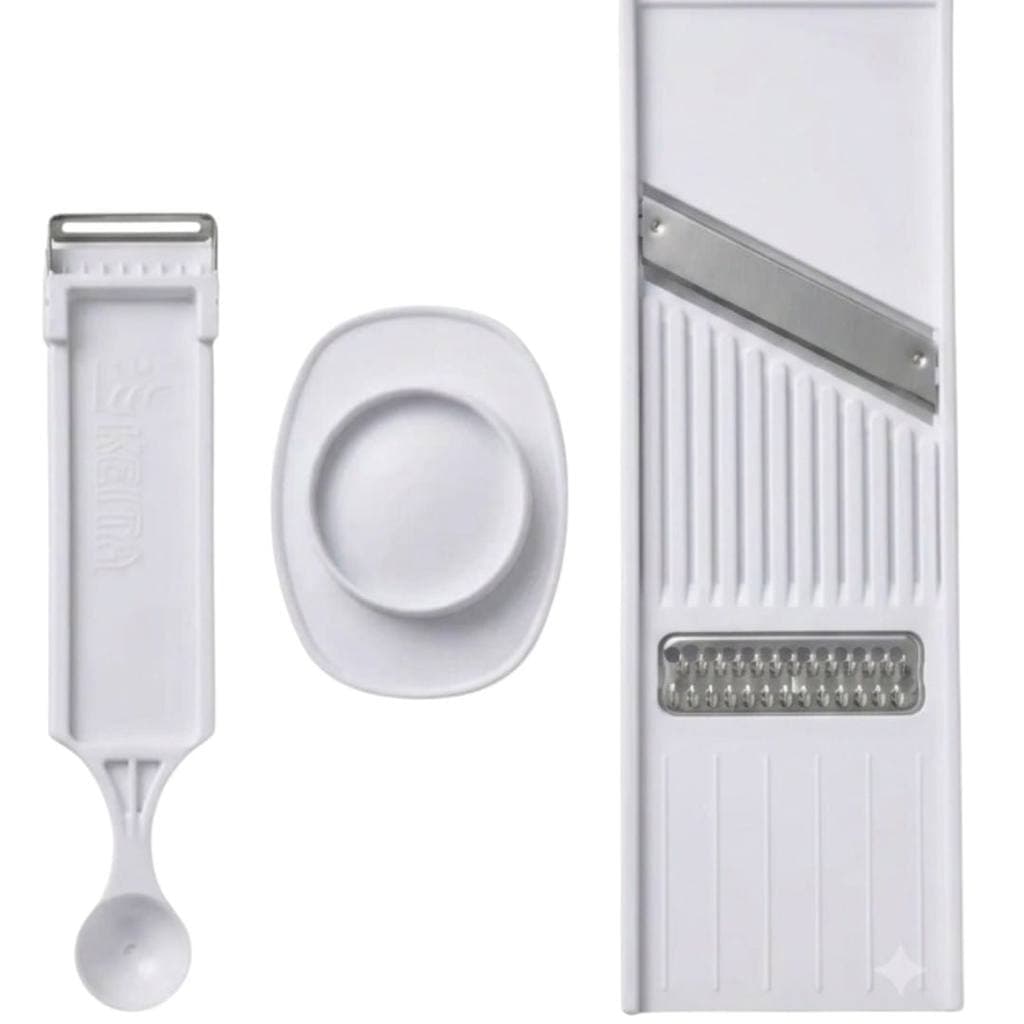 Kit 4 Em 1 Descascador Fatiador Ralador Boleador Legumes Frutas Salada Fit Keita