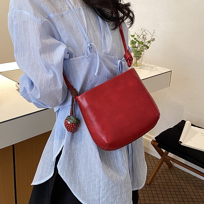 Bolsa bucket vintage leve e macia, modelo 2026, versátil para compras, pequena bolsa de ombro/transversal, bolsa para ce