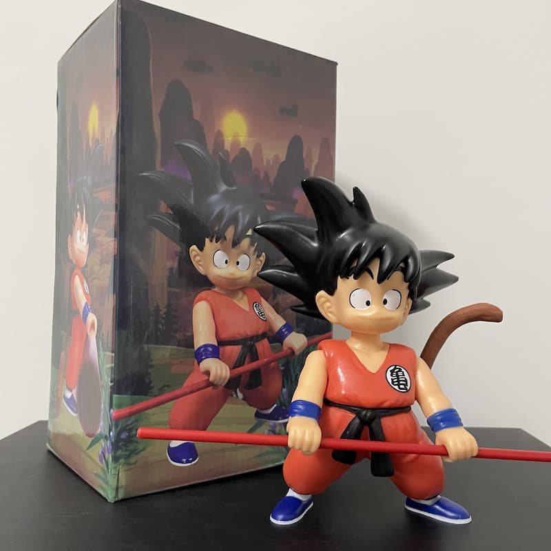 Dragon Ball Figura Long Stick Son Goku Young Goku Boneca Presente de Aniversário Decoração de Mesa
