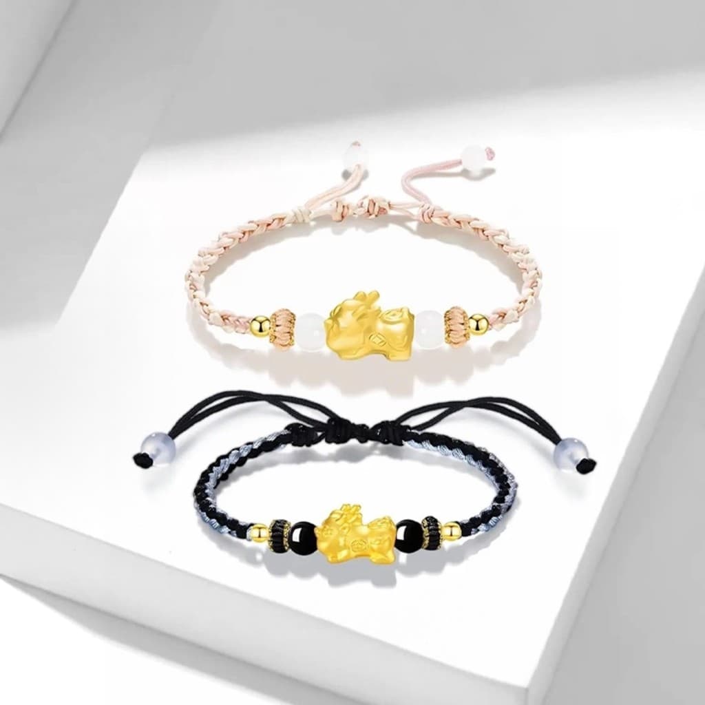 Pixiu casal pulseira moda nova pulseira chinesa tecida à mão simples All-match estilo jovem pulseira tipo areia