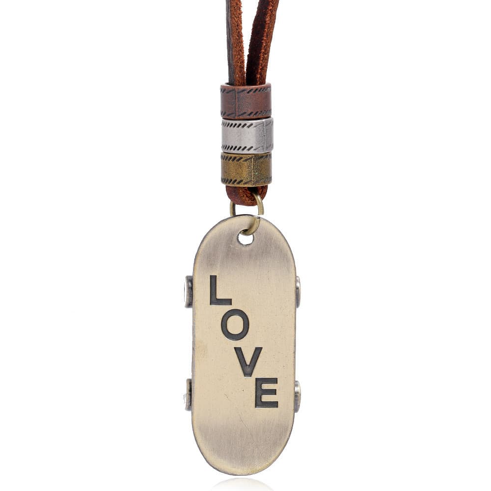 Jóias simples Retro ajustável colar de couro amor Scooter pingente casal longo camisola corrente