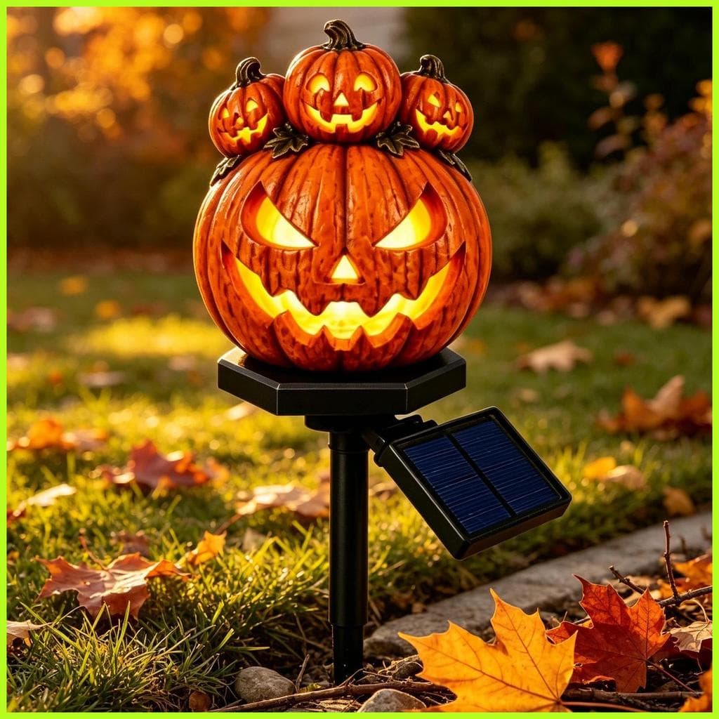 Energia Solar Luzes De Halloween Resina À Prova Dwaterproof Água Assustador LED Abóbora Decoração Movido A Decorações Pa