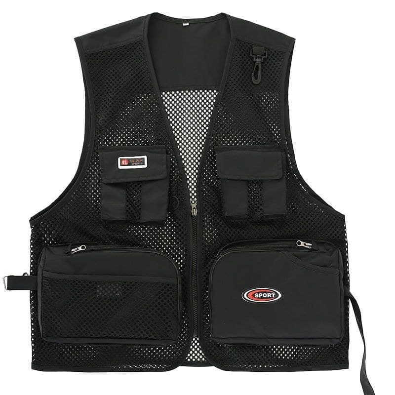 Colete de malha masculino feminino ao ar livre Multi-bolso colete lazer respirável pesca fotografia colete impressão