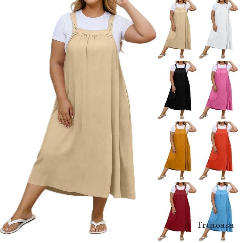 Babador Feminino Fru Alças Ajustáveis E Vestido Solto Suspensório Avental Maxi Bolsos