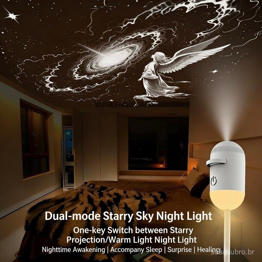 Projetor de Galáxia 2 em 1 com Luz Noturna Luminária Projetor LED Portátil USB Quarto Infantil