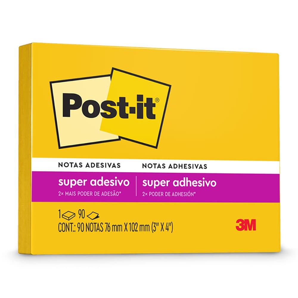 Bloco de notas adesivas Post-it Amarelo Sol 76x102mm 90 folhas 3M