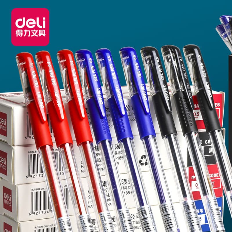 Deli 6600 Caneta de Gel Caneta de assinatura Caneta de carbono 0.5 mm para uso em estudantes Caneta preta Suprimentos de