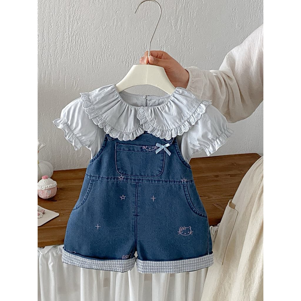 Macacão para bebê de um ano, vestido de duas peças, macacão de bebê de uma peça para meninas