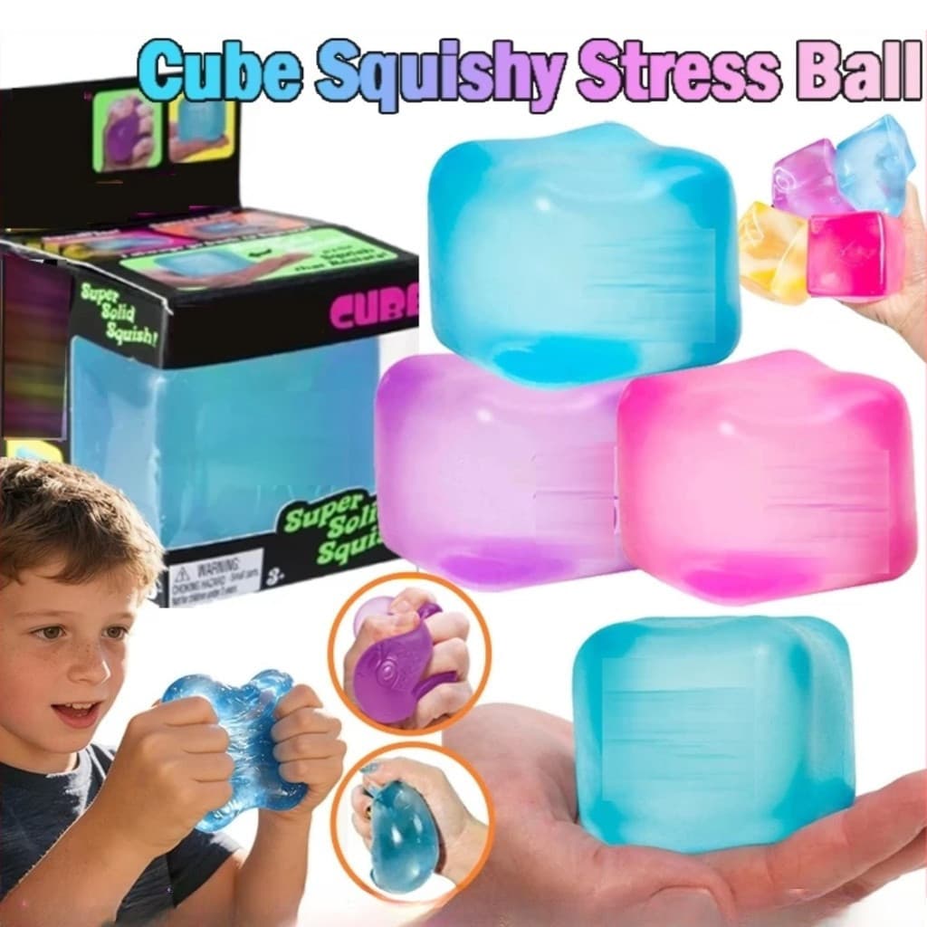 Cubo Antiestresse Schylling, Bola Macia de Ascensão Lenta, Brinquedo Fidget Super Sólido para Apertar, Ice Baby Pinch GH