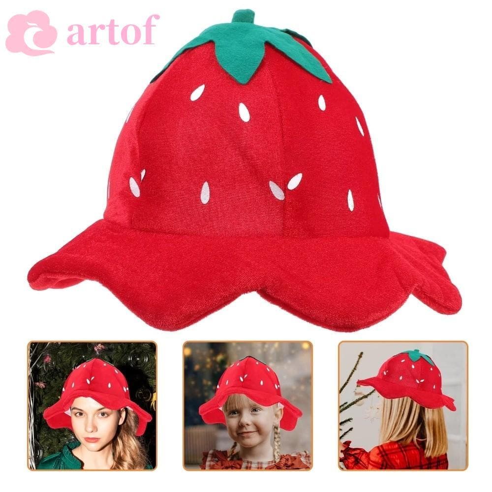 Chapéu De Morango De Pelúcia ARTOF , Arnês Unissex Quente De Inverno , Boné Vermelho De Frutas E Feminino