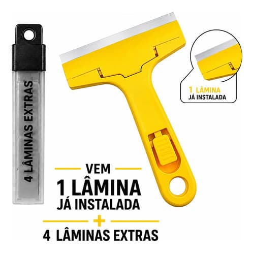 Estilete Raspador Vidro Insulfilm Cola Box + 5 Laminas Piso