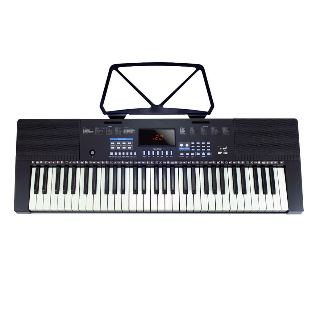 Teclado Musical Bravo Music BP100 61 Teclas 5/8 com Fonte Suporte Partitura para Iniciantes Estudantes e Aulas de Música