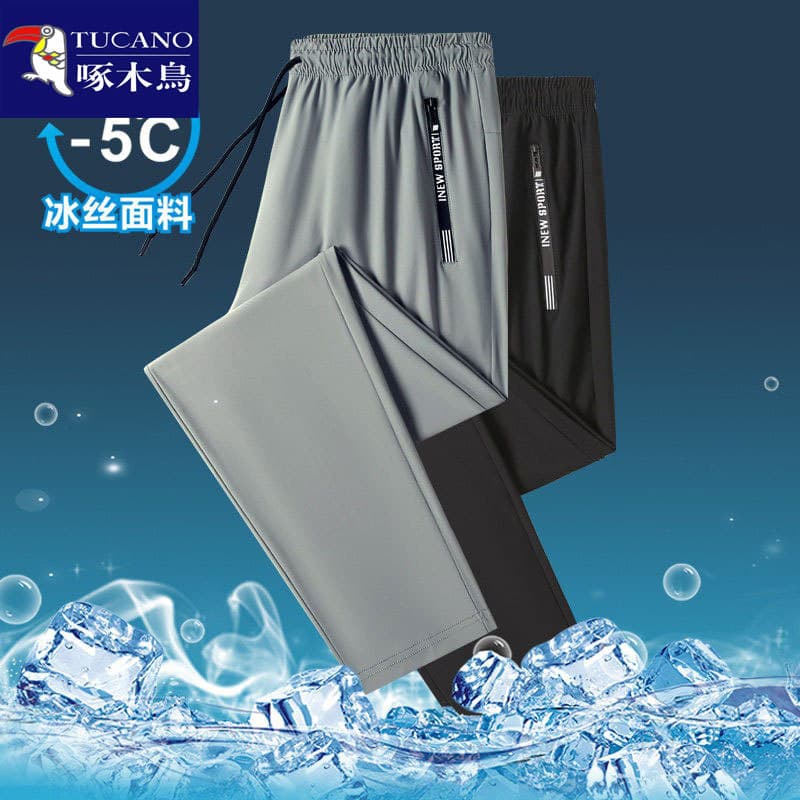 Woodpecker calças de verão masculinas calças de seda gelo calças de ar condicionado calças casuais calças esportivas All