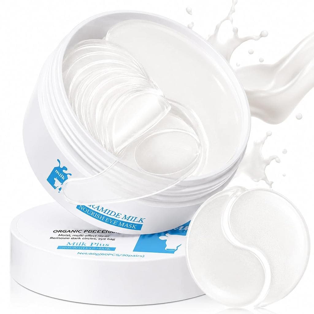 60 máscaras de olhos com leite, adesivos hidratantes para os olhos para prevenir olheiras, inchaço, rugas e linhas finas