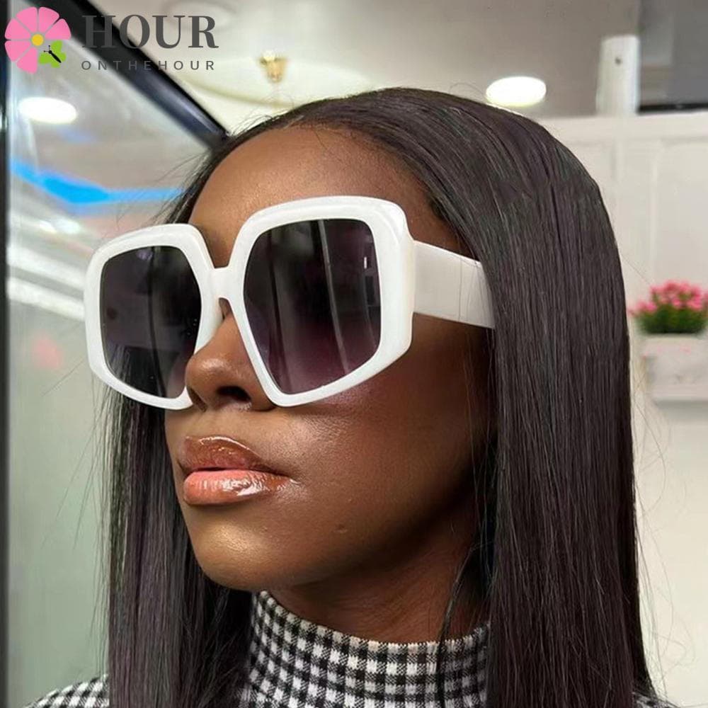 Óculos de sol femininos oversized de estilo retrô da HOUR, com armação grande e lentes HDUC.   G3SE