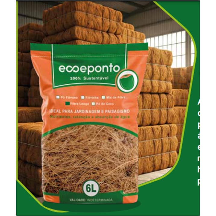 Fibra de Coco Longa 6L Lavada para Jardim Artesanato Orquídea Samambaia Jiboia 100% Natural
