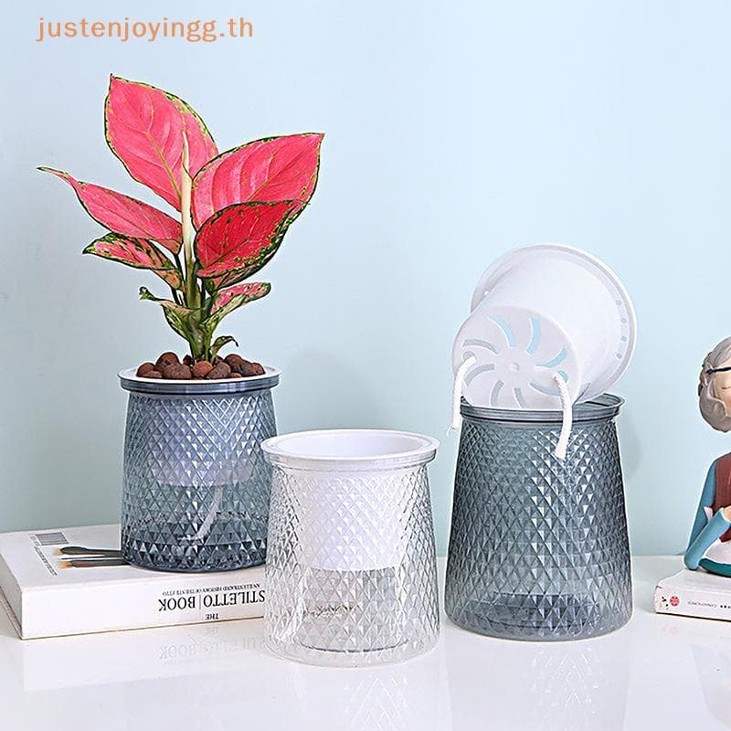 { JJTH } Mini Vaso De Flores Com Rega Automática Para Tanque De Peixes Vasos De Plantas De Plástico Transparente Planta