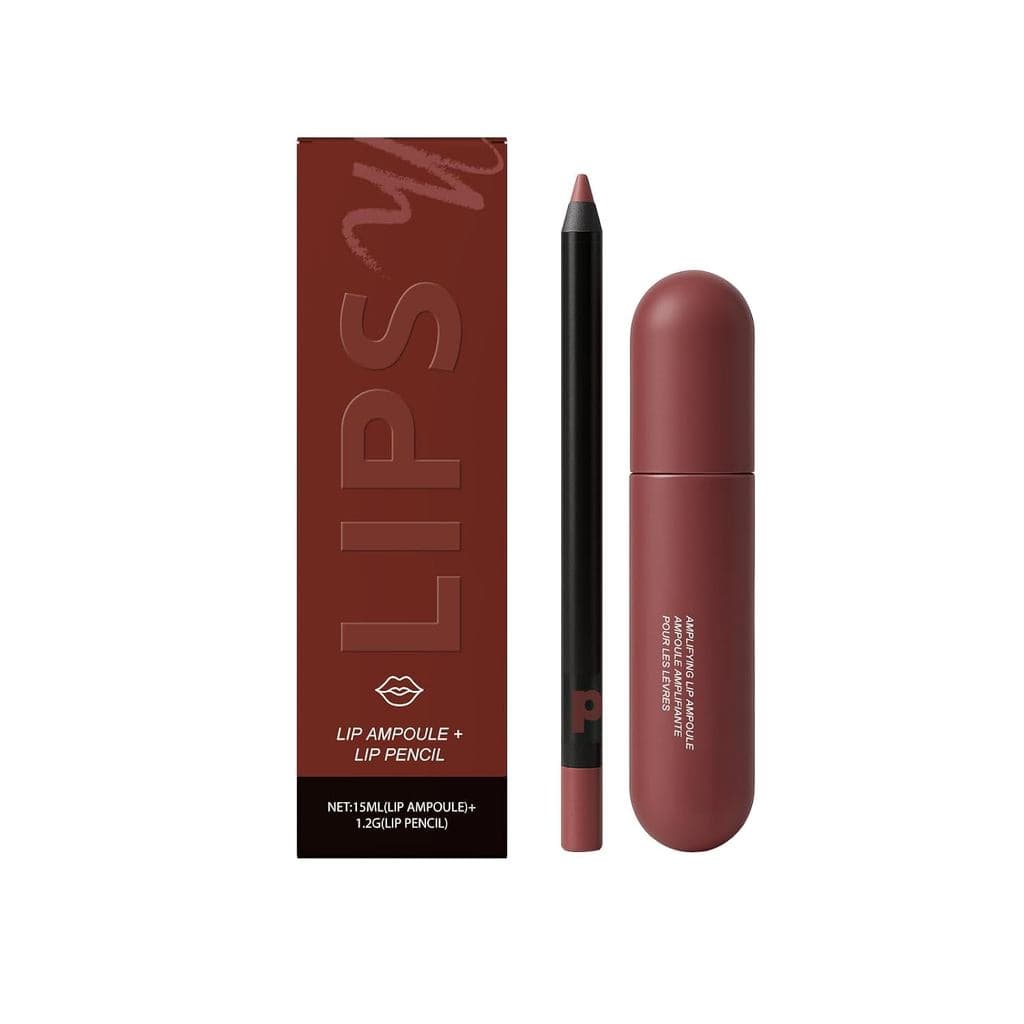 Conjunto de delineador labial vermelho + ampola de brilho labial – delineador labial de longa duração, corante labial à