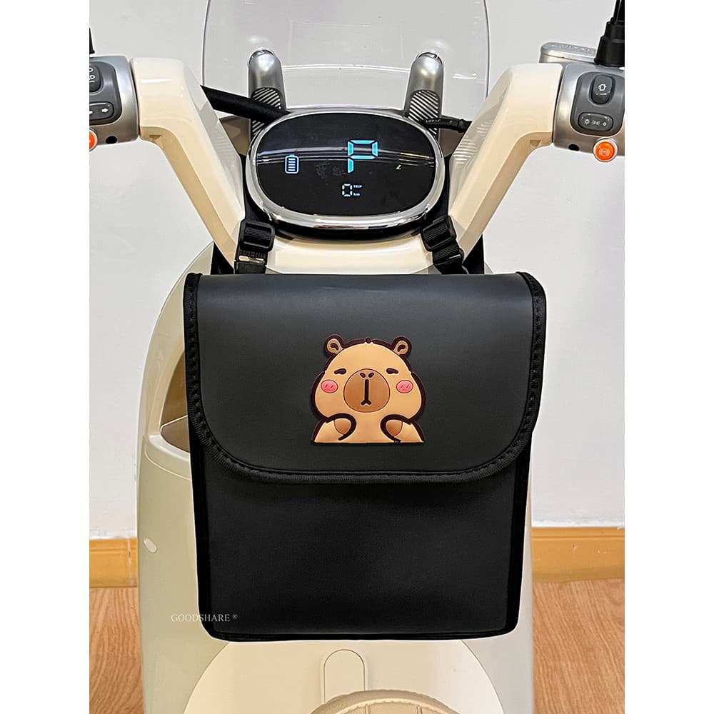 Bateria saco de carro couro grande capacidade à prova dwaterproof água bonito dos desenhos animados bateria carregador c