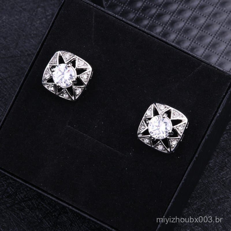 Abotoaduras estilo francês com diamantes brancos, um presente de aniversário elegante e luxuoso para homens, abotoaduras