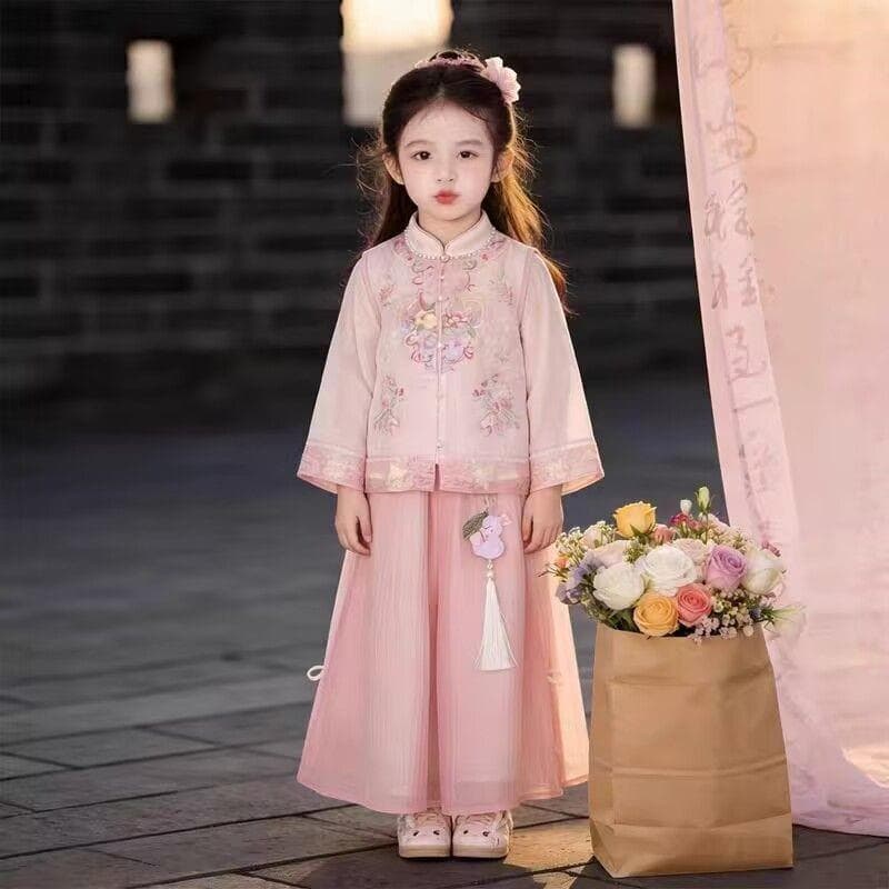 Meninas Hanfu terno primavera 2025 Mid-Autumn Festival novo estilo chinês primavera roupas crianças estilo chinês Super